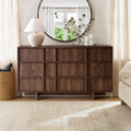 The Linear 55" Walnut Dresser | Sculptural Mid-Century 9-Drawer Chest