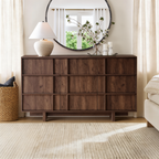 The Linear 55" Walnut Dresser | Sculptural Mid-Century 9-Drawer Chest