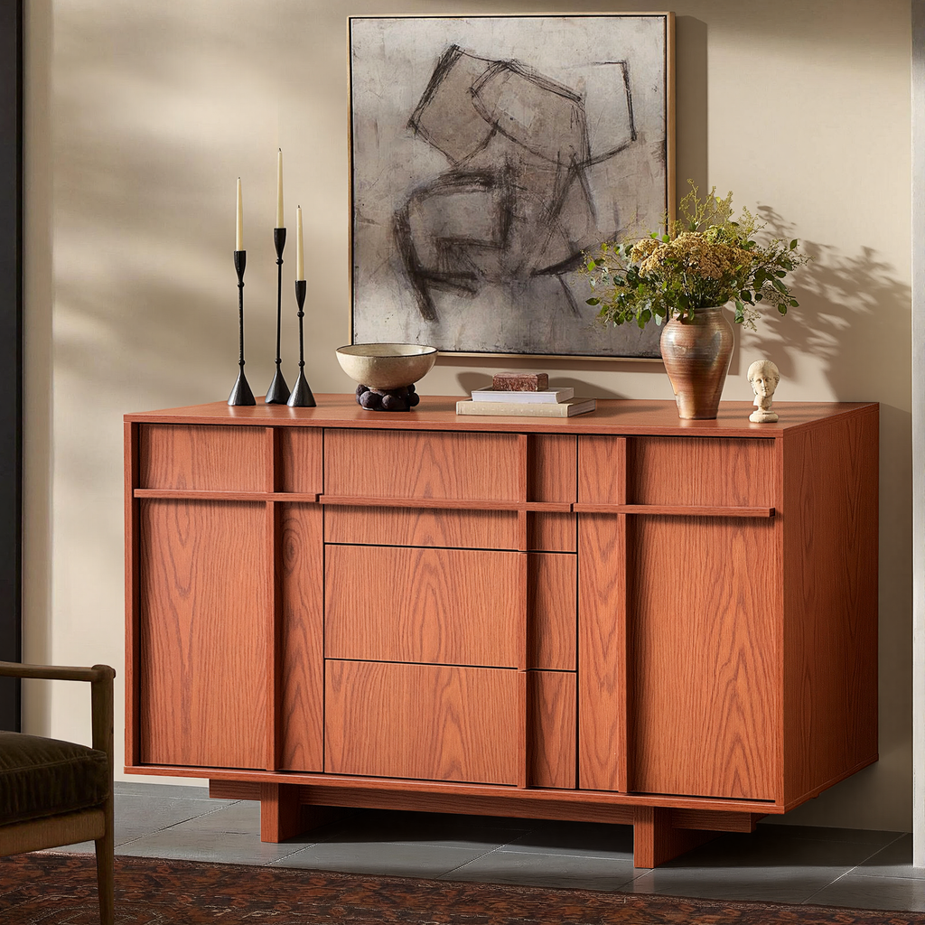 The Linear 47" Sideboard | Classic Cherry 2-Door & 3-Drawer Credenza