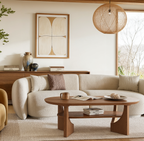 47" Mid-Century Modern Oval Coffee Table - Heritage Mahogany Finish