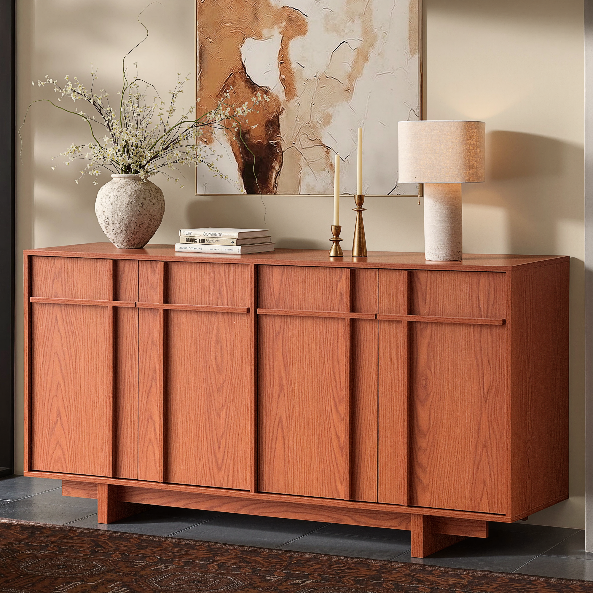 The Linear 63" Sideboard | Classic Cherry Wood Finish