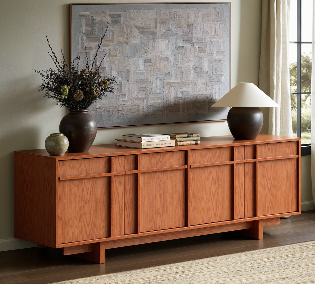 The Linear 68" TV Stand | Deep Cherry Mid-Century Media Console