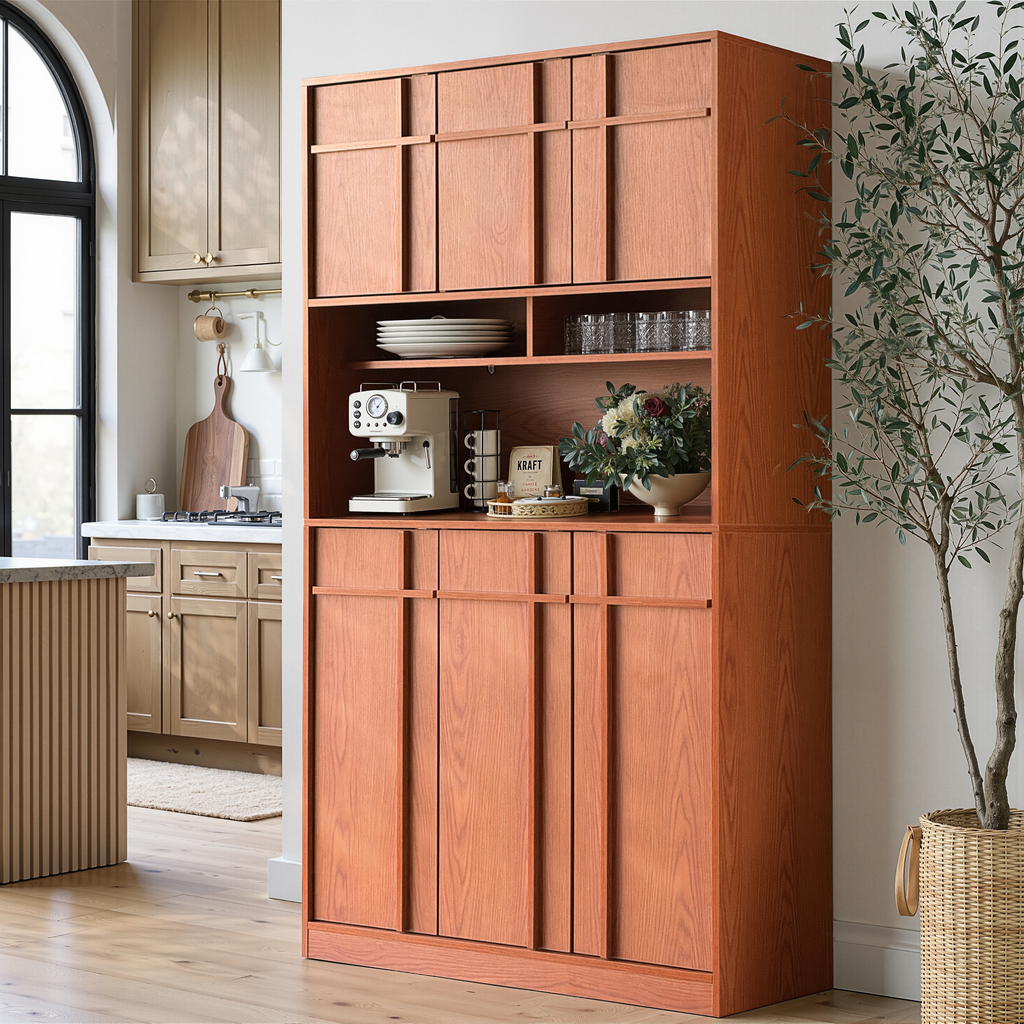 The Linear 72" Kitchen Pantry | Classic Cherry Tall Storage Cabinet
