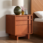 The Linear Nightstand | Deep Cherry Mid-Century Bedside Table
