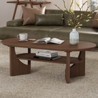 47" Mid-Century Modern Oval Coffee Table - Walnut Finish