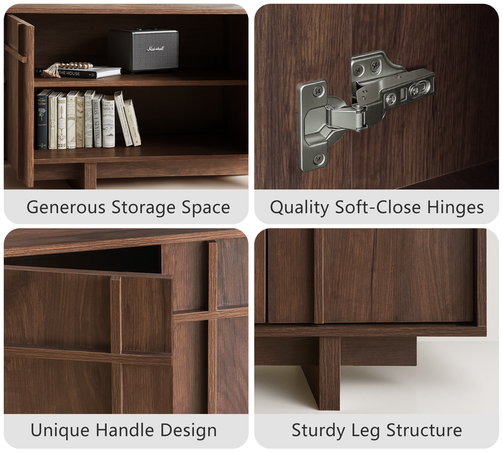 The Linear 68" TV Stand | Deep Walnut Mid-Century Media Console
