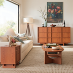 The Linear 55" Cherry Oak Dresser | Sculptural Mid-Century 9-Drawer Chest
