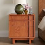 The Linear Nightstand | Deep Cherry Mid-Century Bedside Table