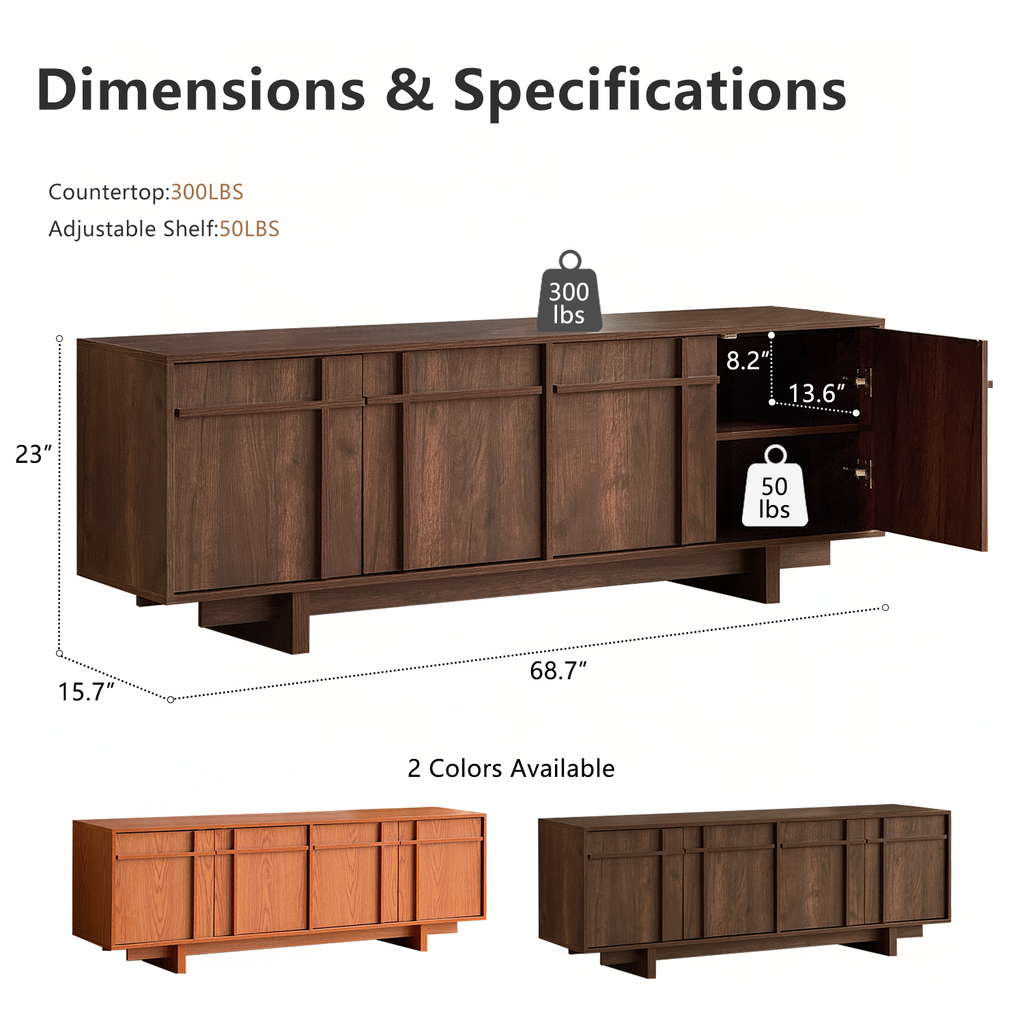 The Linear 68" TV Stand | Deep Walnut Mid-Century Media Console
