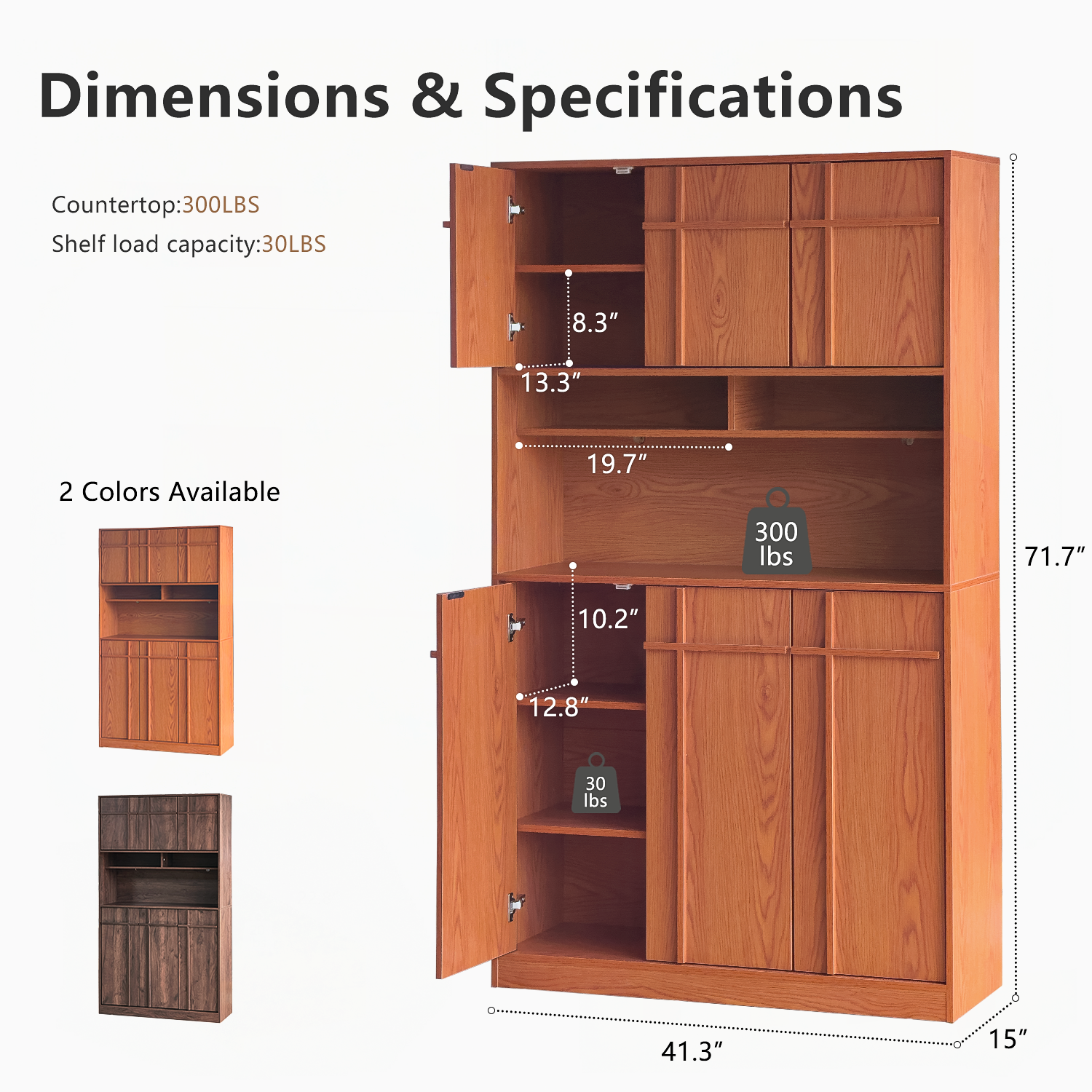 The Linear 72" Kitchen Pantry | Classic Cherry Tall Storage Cabinet