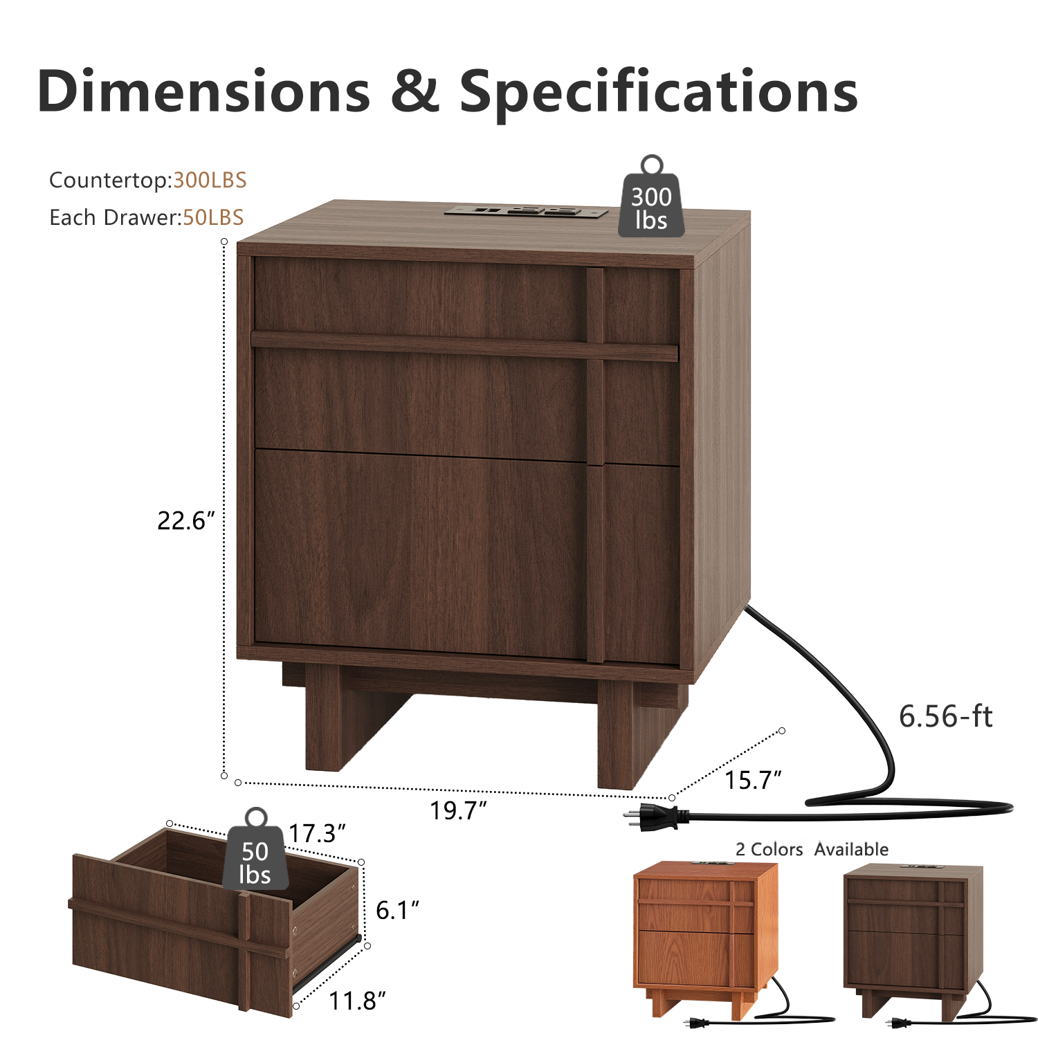The Linear Nightstand | Deep Walnut Mid-Century Bedside Table