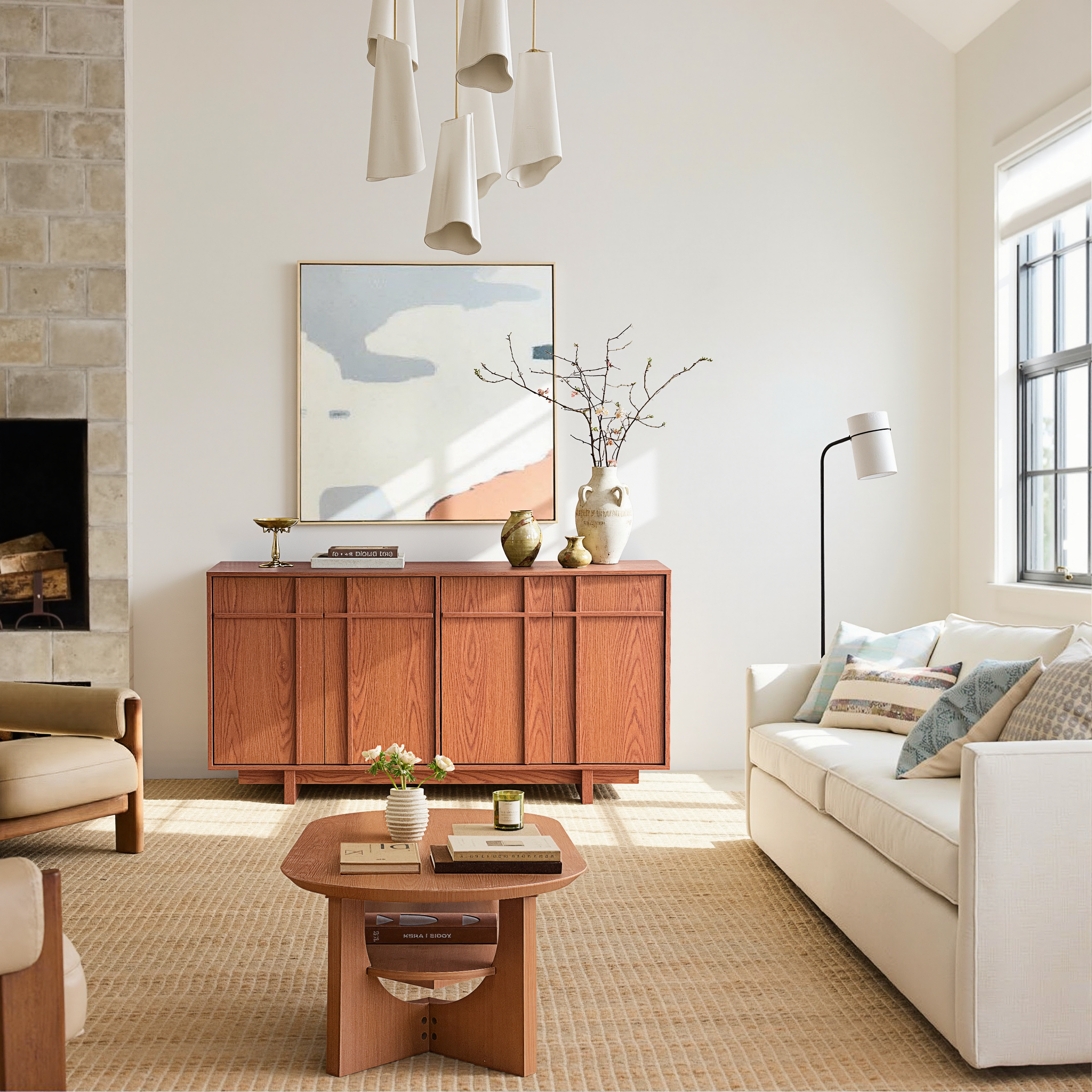 The Linear 63" Sideboard | Classic Cherry Wood Finish