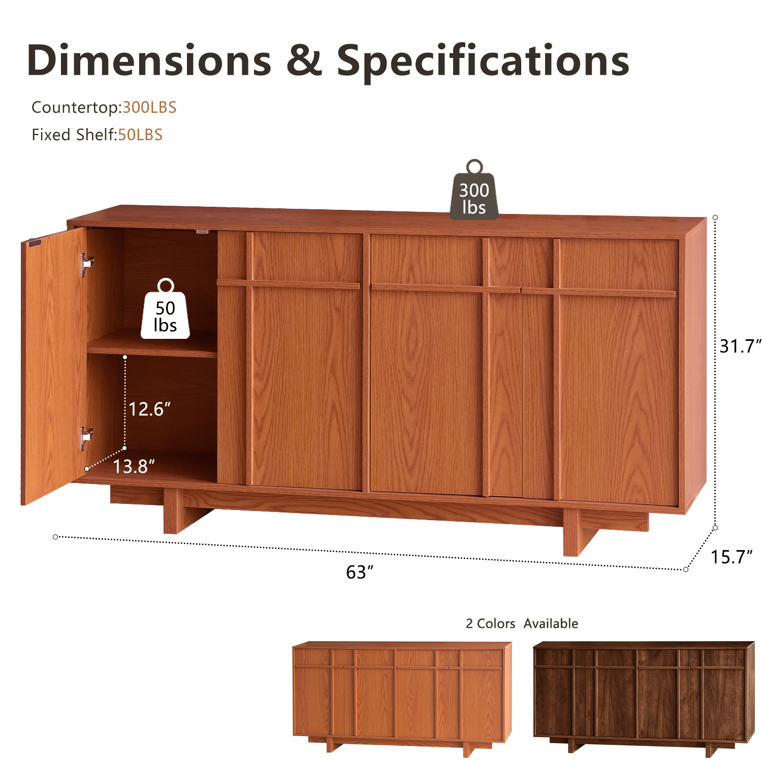 The Linear 63" Sideboard | Classic Cherry Wood Finish