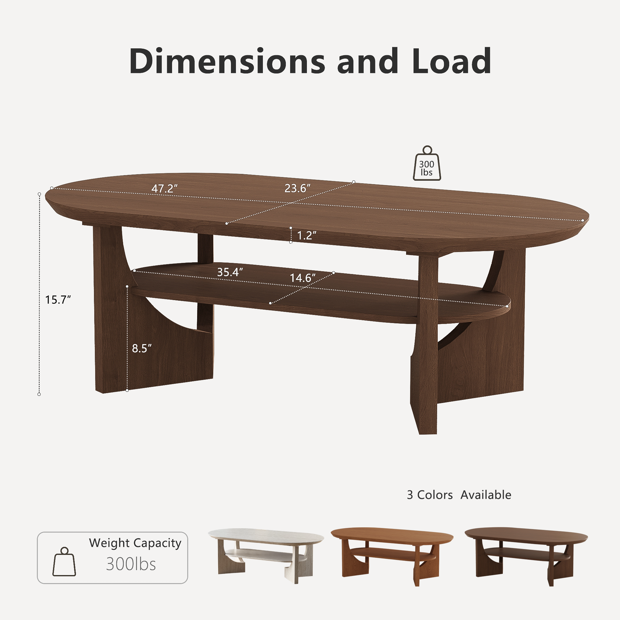 47" Mid-Century Modern Oval Coffee Table - Walnut Finish