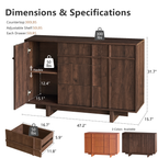 The Linear 47" Sideboard | Deep Walnut 2-Door & 3-Drawer Credenza