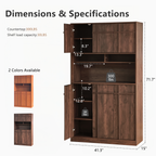 The Linear 72" Kitchen Pantry | Deep Walnut Tall Storage Cabinet