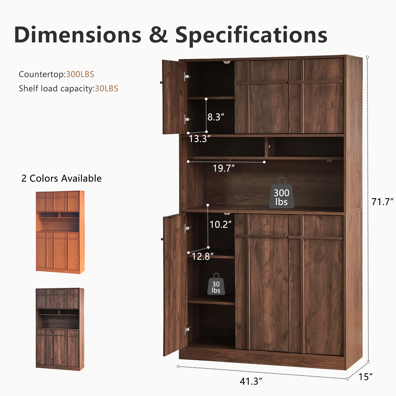 The Linear 72" Kitchen Pantry | Deep Walnut Tall Storage Cabinet