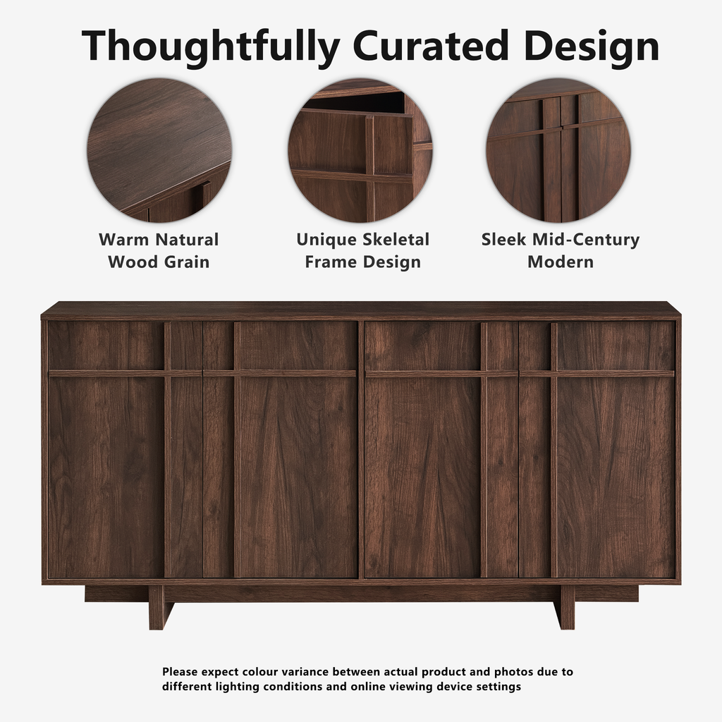 The Linear 63" Sideboard Buffet | Sculptural Mid-Century Credenza