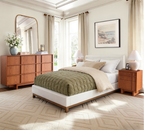The Linear 55" Cherry Oak Dresser | Sculptural Mid-Century 9-Drawer Chest