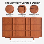 The Linear 55" Cherry Oak Dresser | Sculptural Mid-Century 9-Drawer Chest