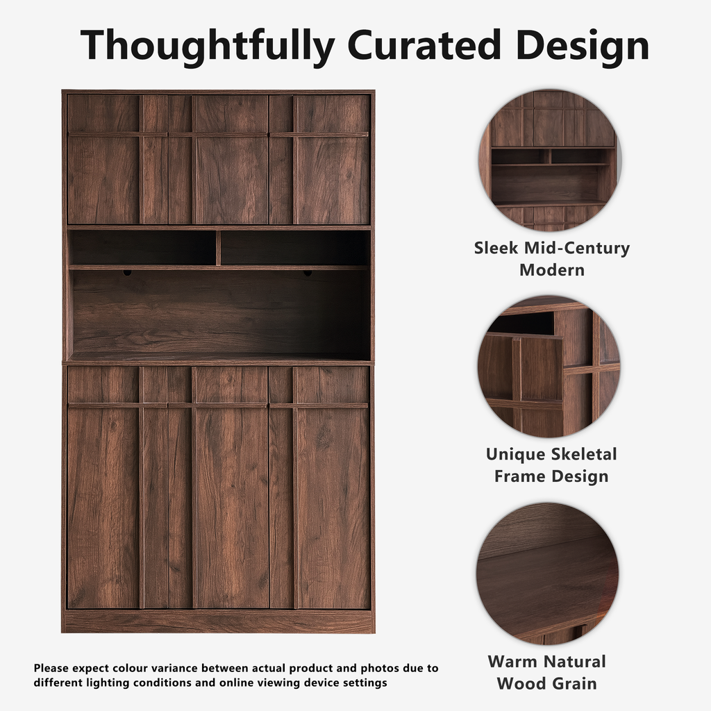 The Linear 72" Kitchen Pantry | Deep Walnut Tall Storage Cabinet