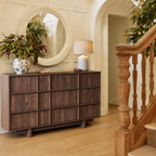 The Linear 55" Walnut Dresser | Sculptural Mid-Century 9-Drawer Chest