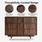 The Linear 55" Walnut Dresser | Sculptural Mid-Century 9-Drawer Chest
