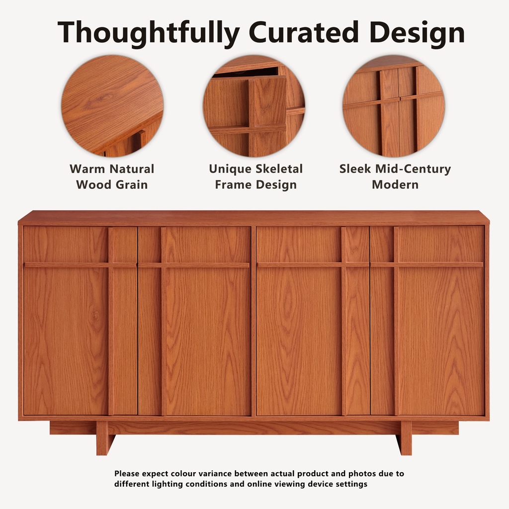 The Linear 63" Sideboard | Classic Cherry Wood Finish