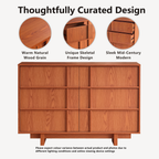 The Linear 47.2" Cherry  Dresser | Sculptural Mid-Century 6-Drawer Chest