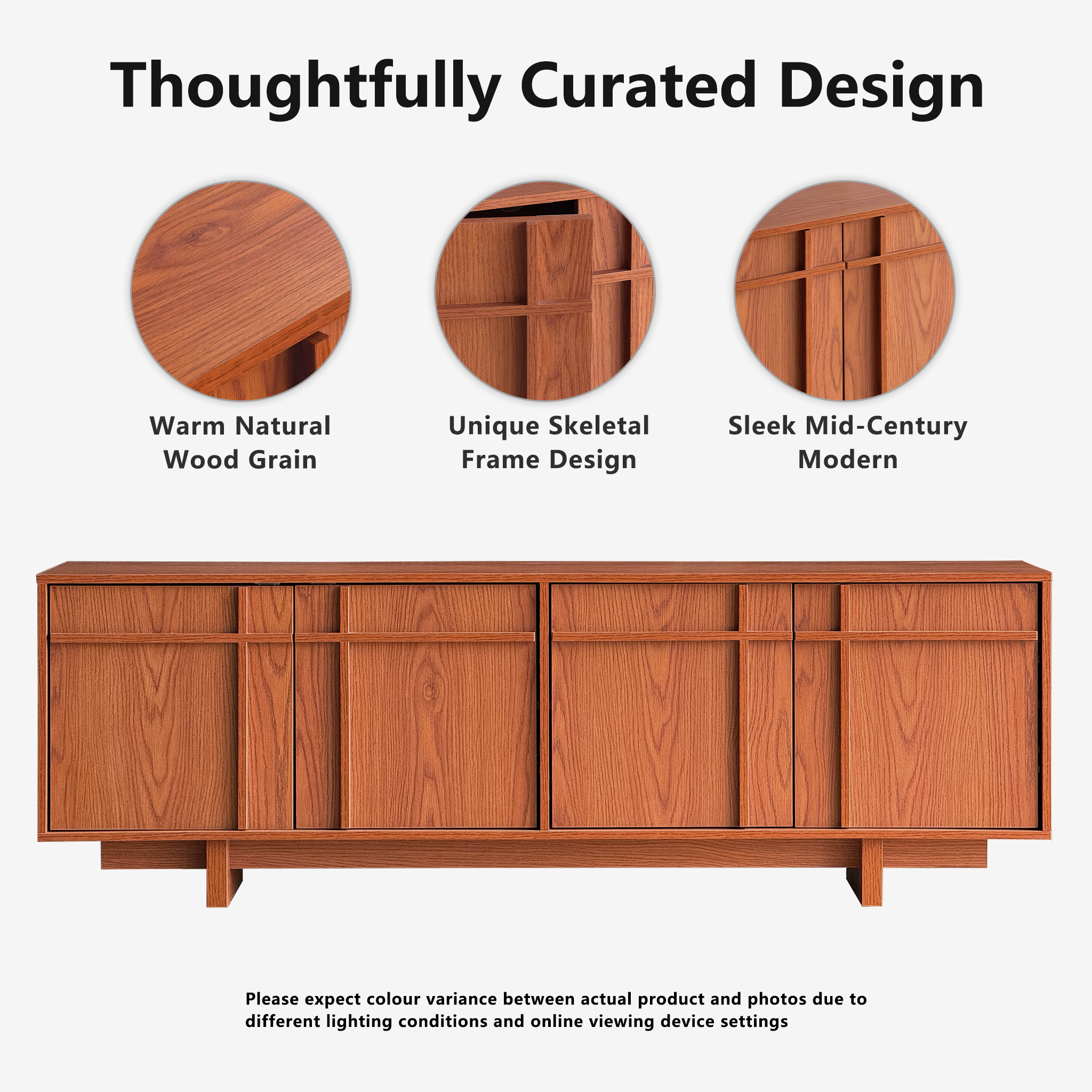 The Linear 68" TV Stand | Deep Cherry Mid-Century Media Console