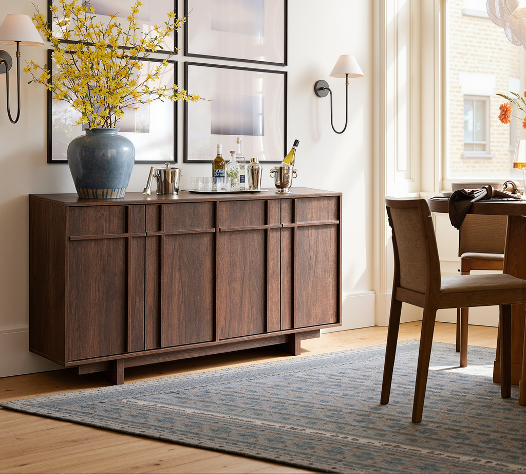 The Linear 63" Sideboard Buffet | Sculptural Mid-Century Credenza