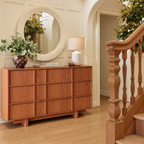 The Linear 55" Cherry Oak Dresser | Sculptural Mid-Century 9-Drawer Chest