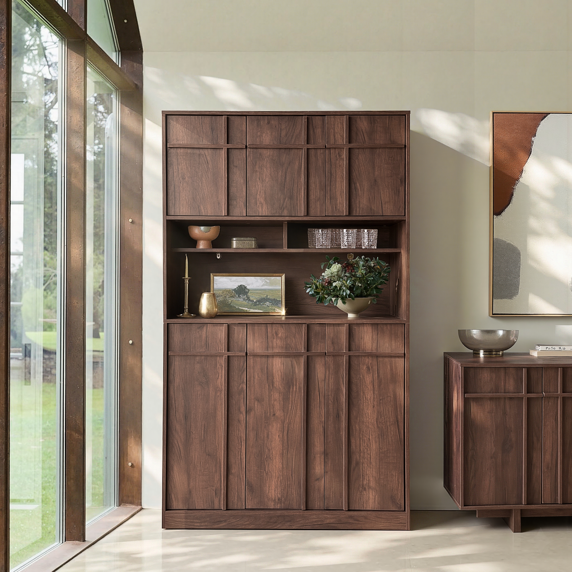 The Linear 72" Kitchen Pantry | Deep Walnut Tall Storage Cabinet