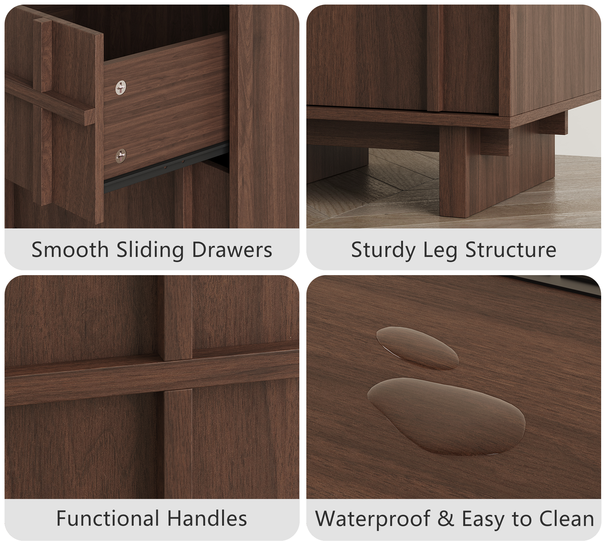 The Linear Nightstand | Deep Walnut Mid-Century Bedside Table