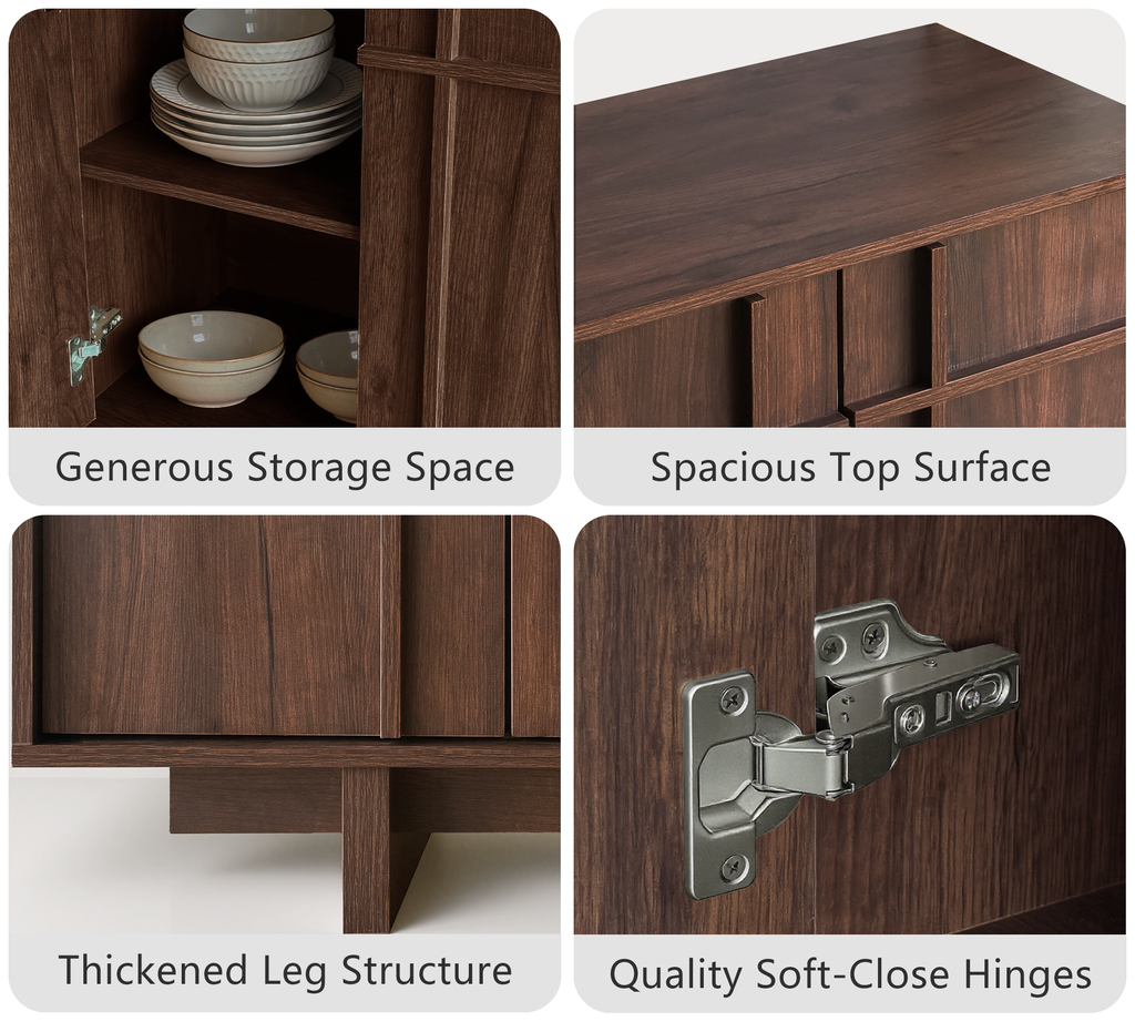 The Linear 63" Sideboard Buffet | Sculptural Mid-Century Credenza