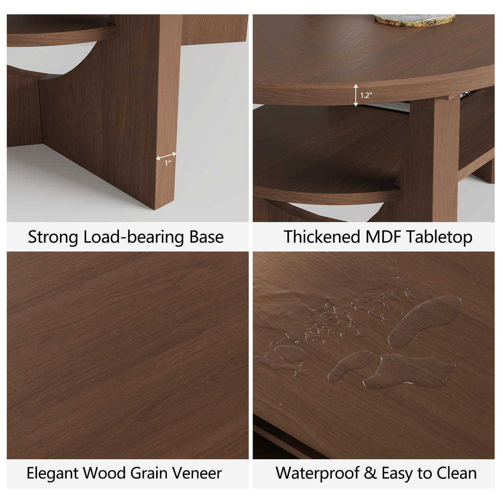 47" Mid-Century Modern Oval Coffee Table - Walnut Finish