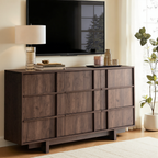 The Linear 55" Walnut Dresser | Sculptural Mid-Century 9-Drawer Chest
