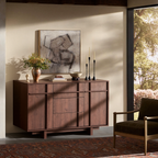 The Linear 47" Sideboard | Deep Walnut 2-Door & 3-Drawer Credenza