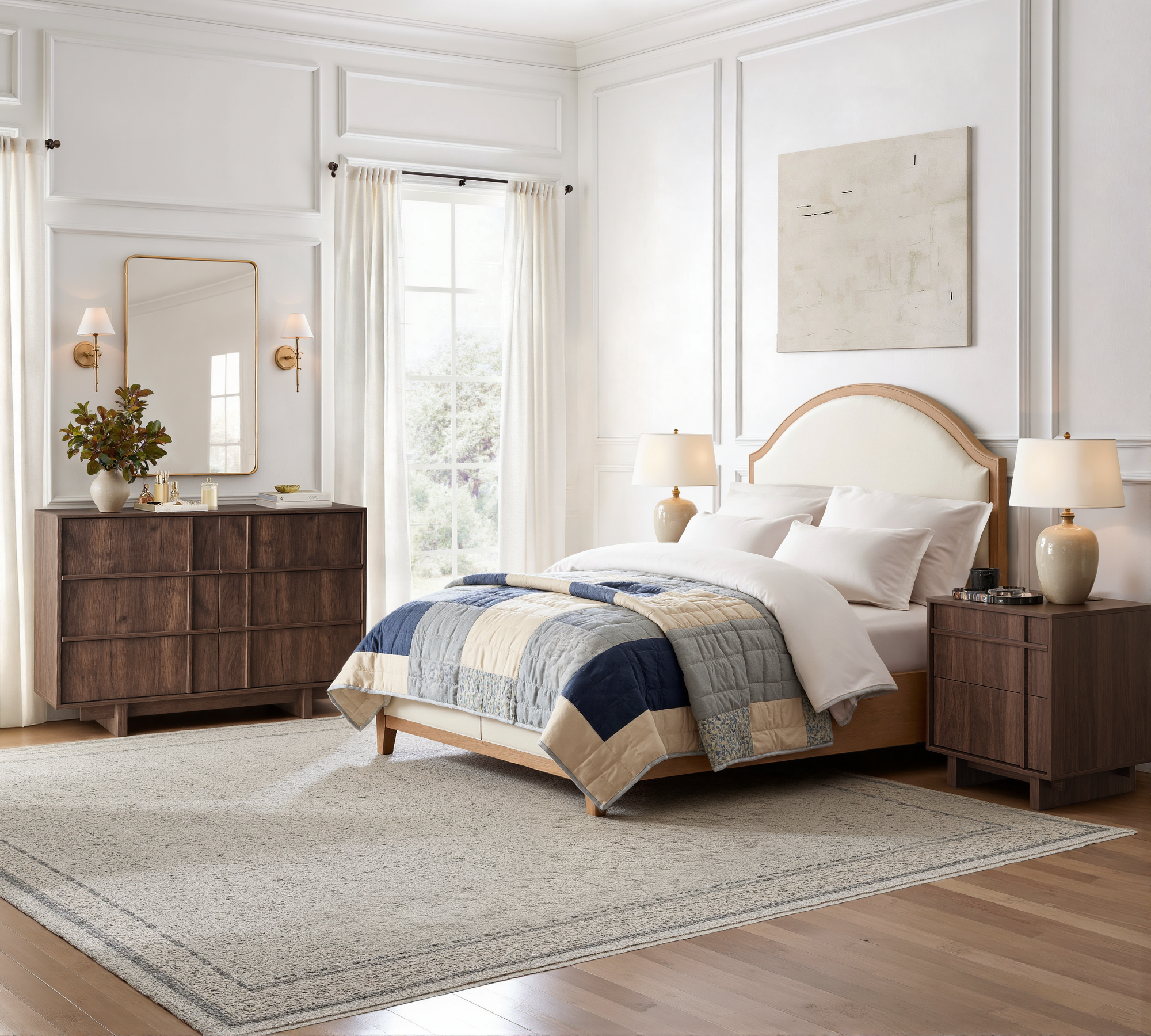 The Linear 47.2" Walnut  Dresser | Sculptural Mid-Century 6-Drawer Chest