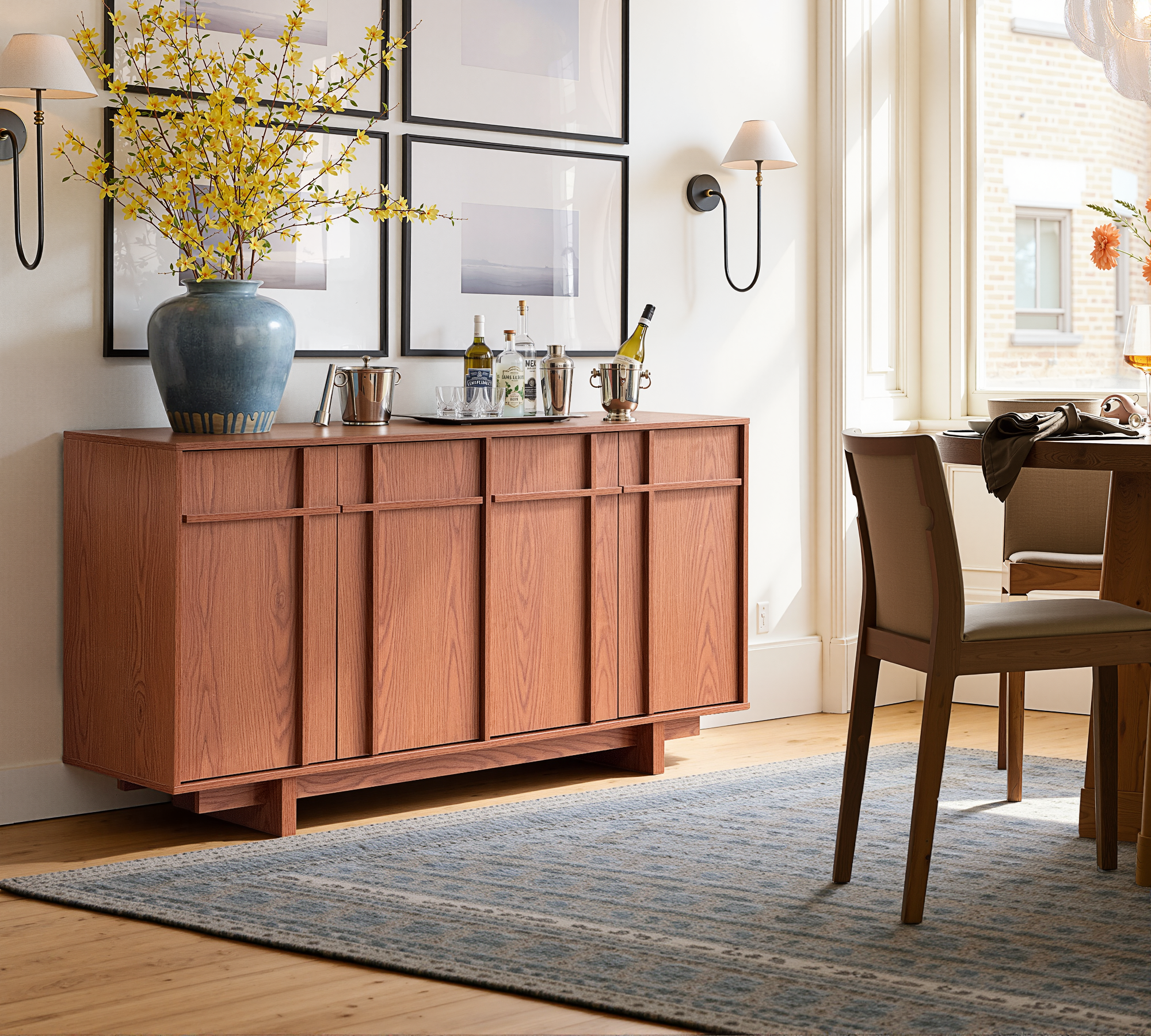 The Linear 63" Sideboard | Classic Cherry Wood Finish