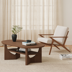 47" Mid-Century Modern Oval Coffee Table - Walnut Finish