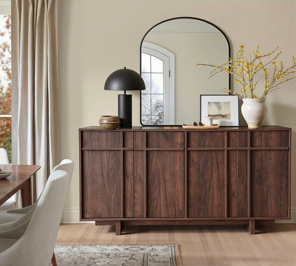 The Linear 63" Sideboard Buffet | Sculptural Mid-Century Credenza