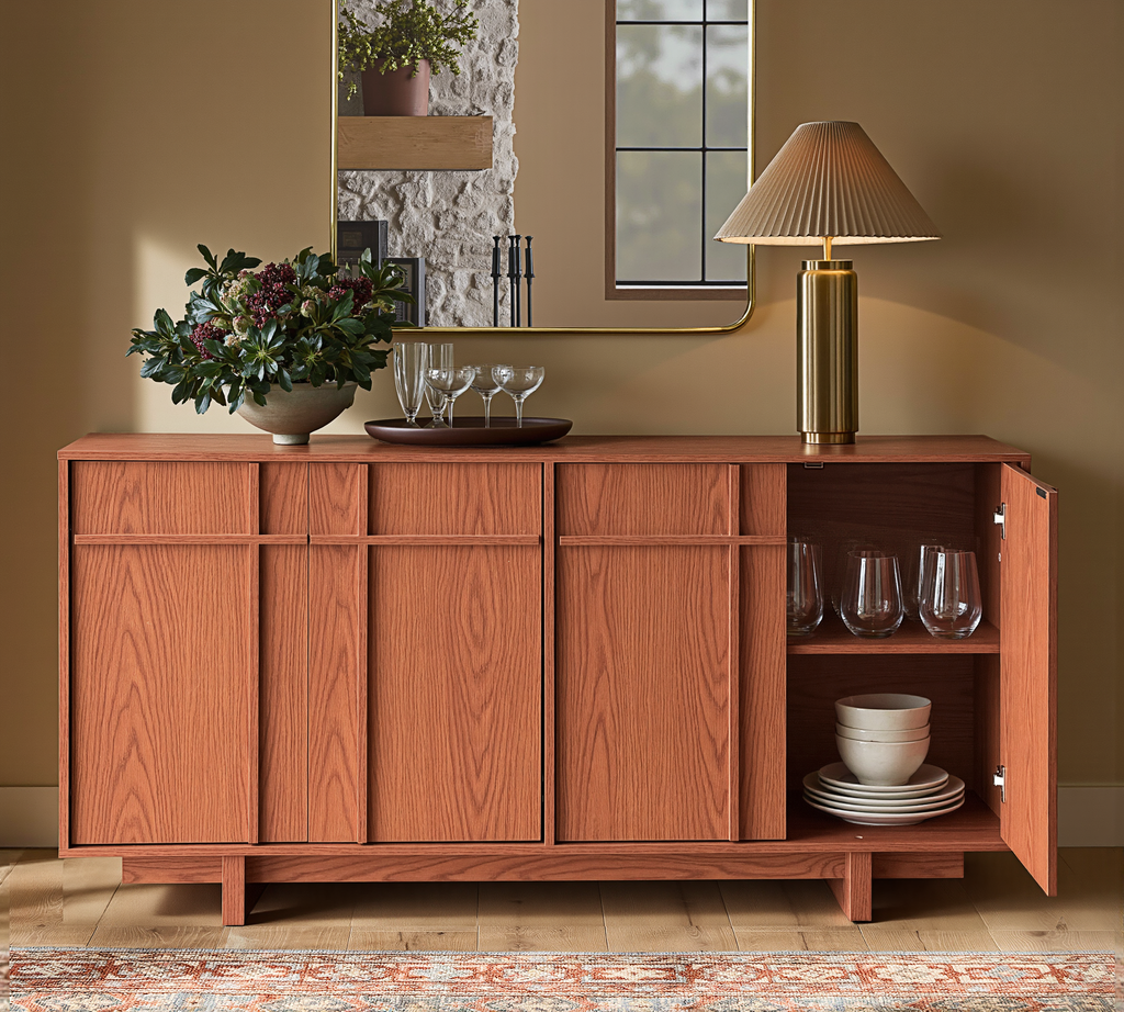The Linear 63" Sideboard | Classic Cherry Wood Finish