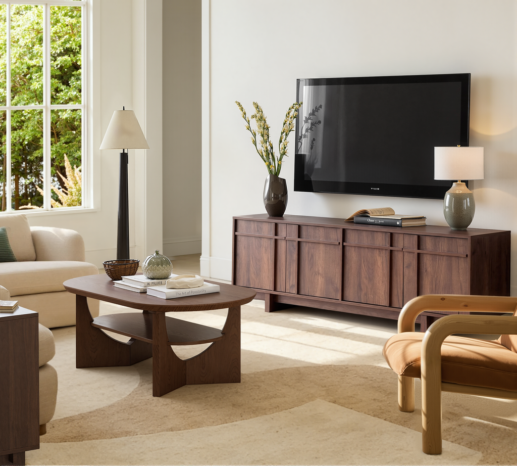 The Linear 68" TV Stand | Deep Walnut Mid-Century Media Console