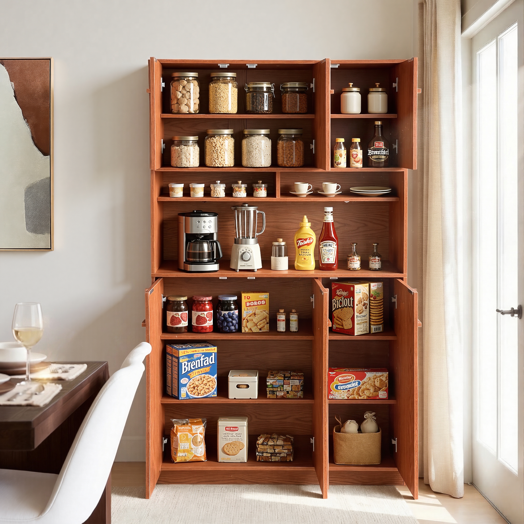 The Linear 72" Kitchen Pantry | Classic Cherry Tall Storage Cabinet