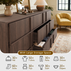 The Linear 55" Walnut Dresser | Sculptural Mid-Century 9-Drawer Chest