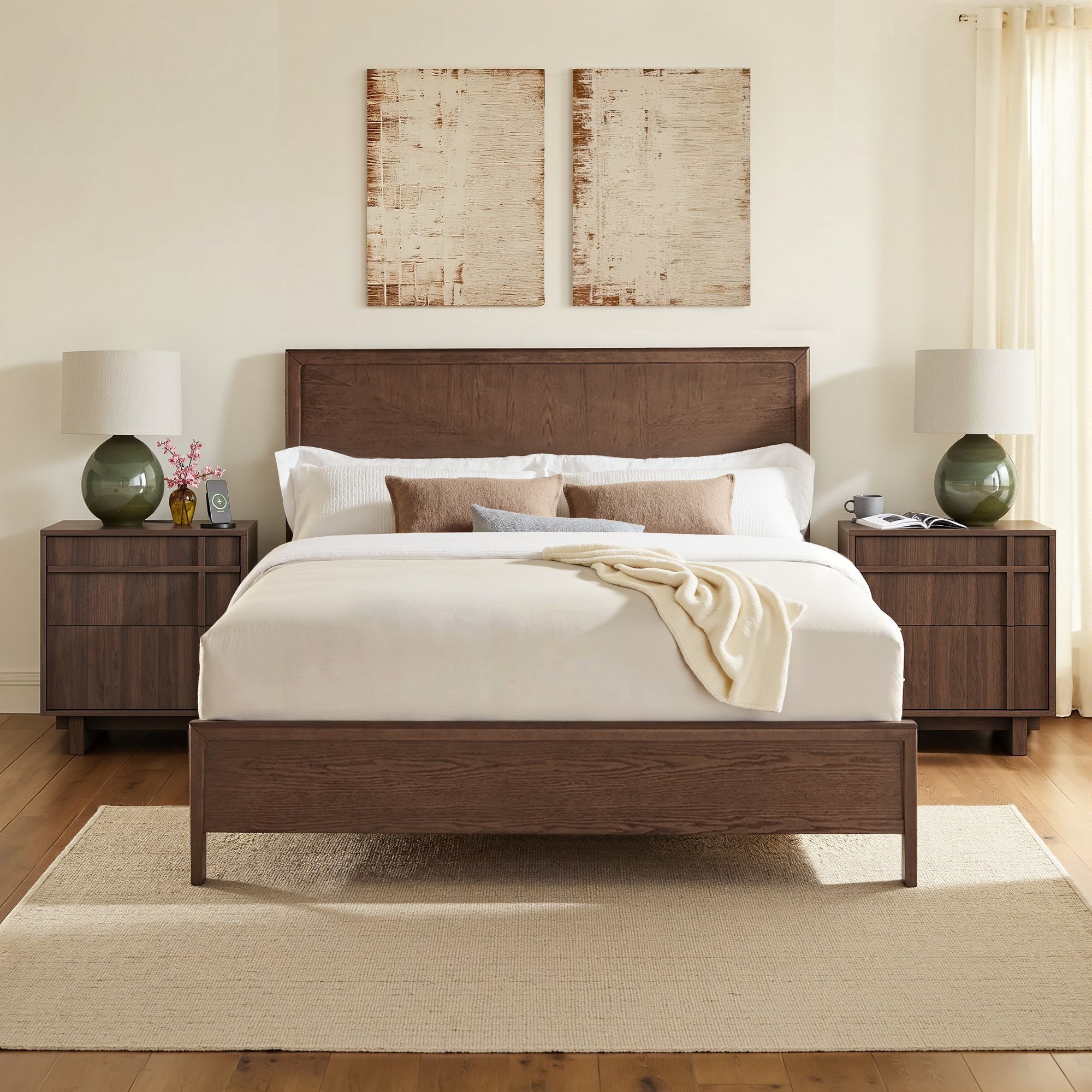 The Linear Nightstand | Deep Walnut Mid-Century Bedside Table