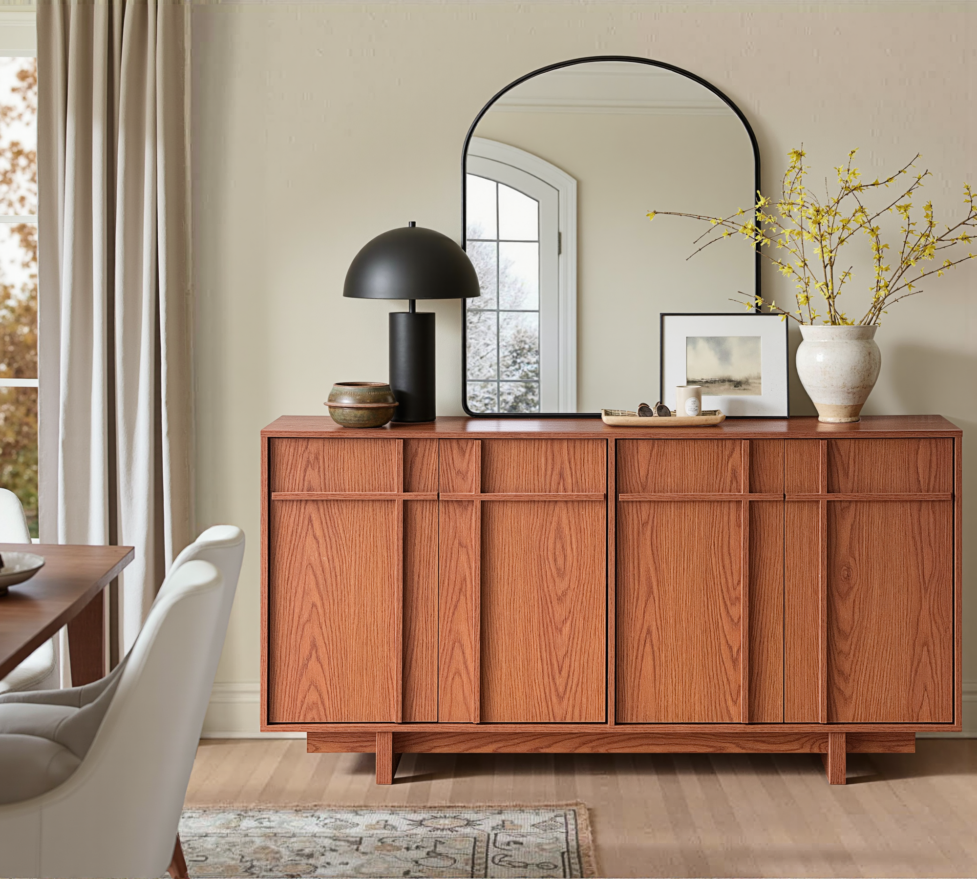 The Linear 63" Sideboard | Classic Cherry Wood Finish