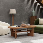 47" Mid-Century Modern Oval Coffee Table - Heritage Mahogany Finish