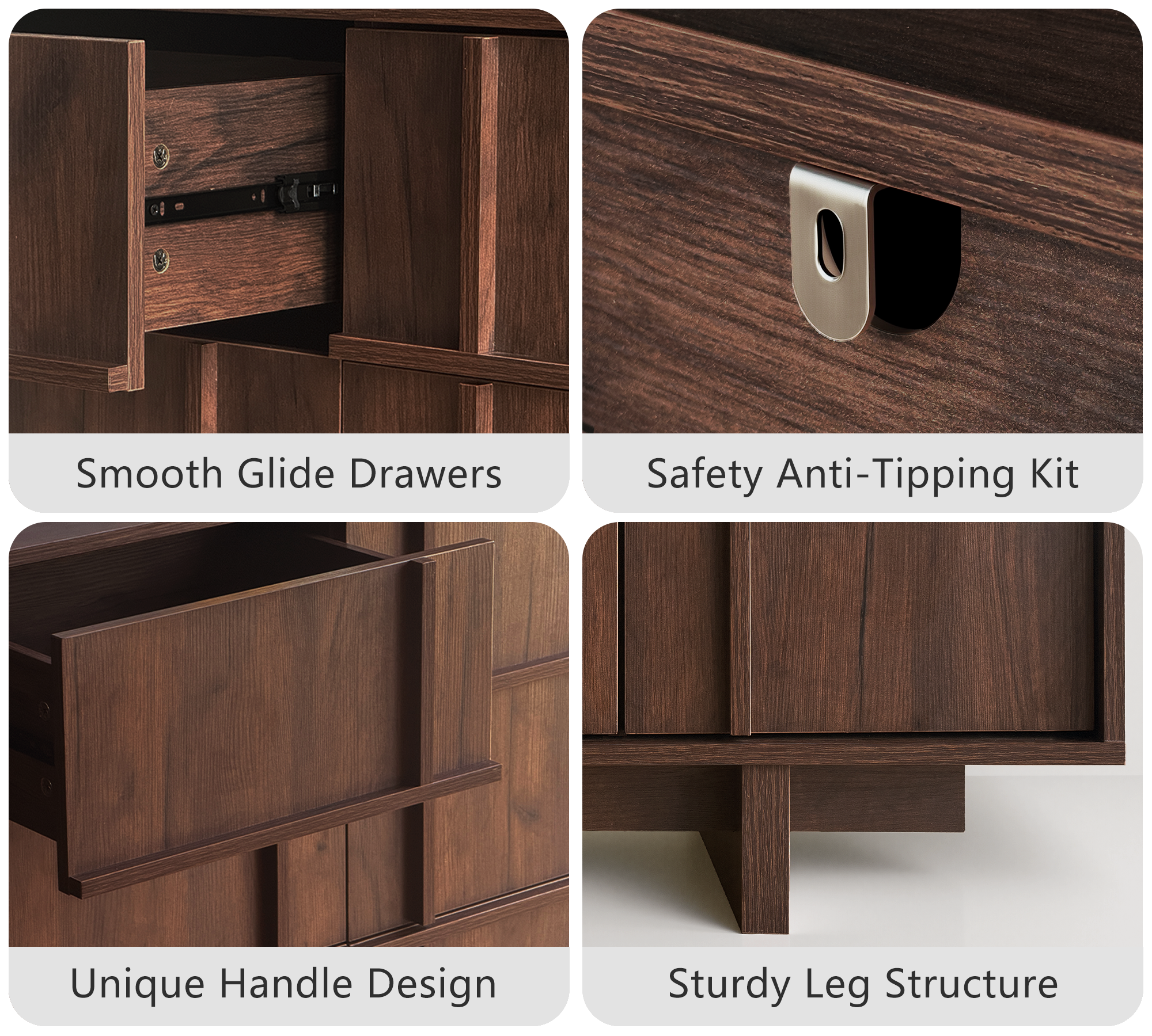 The Linear 47.2" Walnut  Dresser | Sculptural Mid-Century 6-Drawer Chest